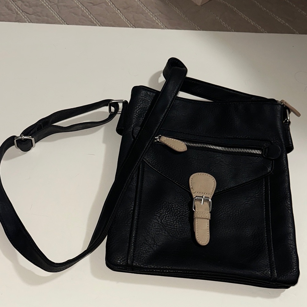 Charming Charlie Black and Tan Crossbody Bag